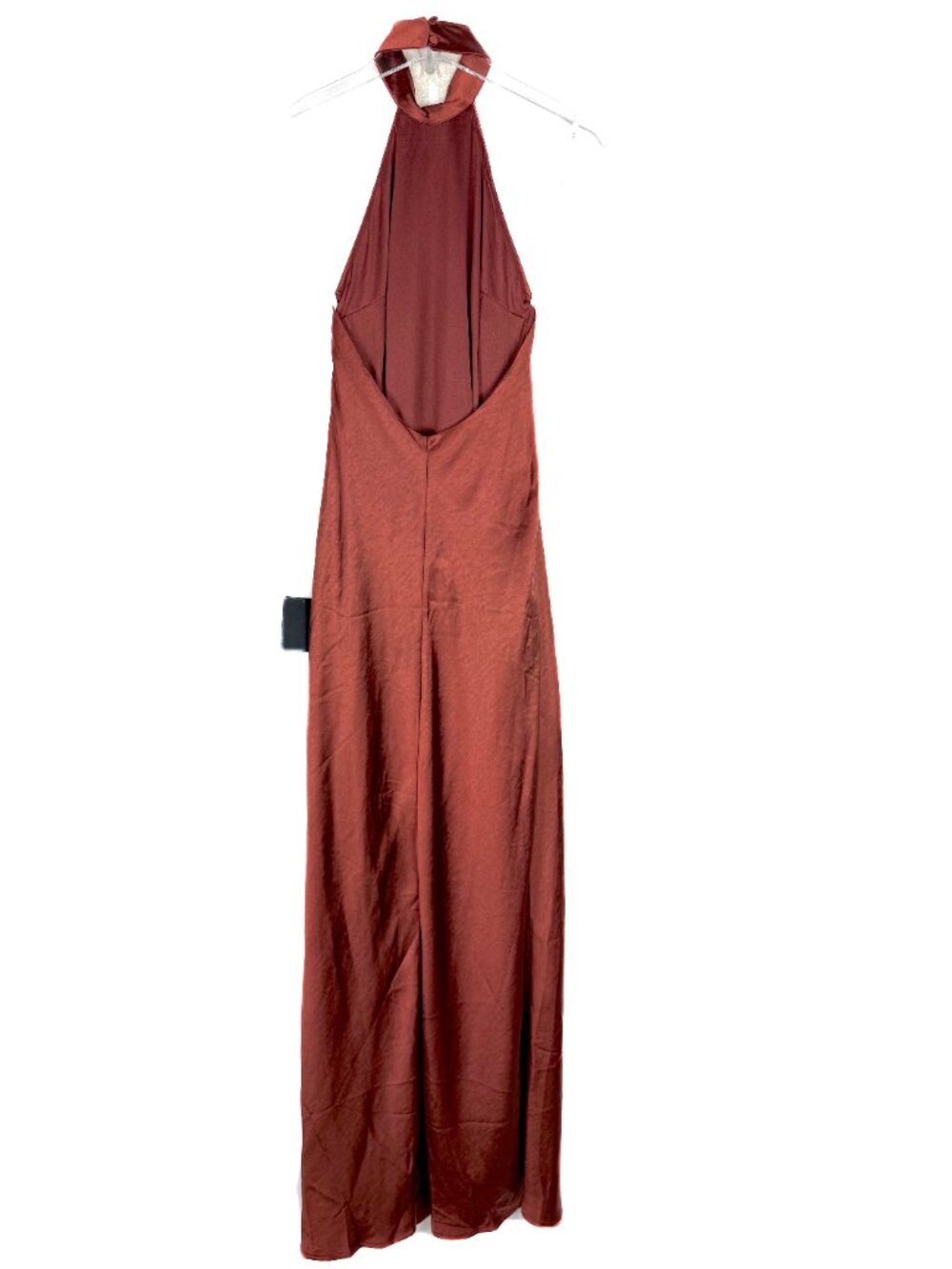 NWT Lulus Love in Your Life Rust Brown Satin Halter Maxi Dress Size XS NEW - Picture 7 of 14